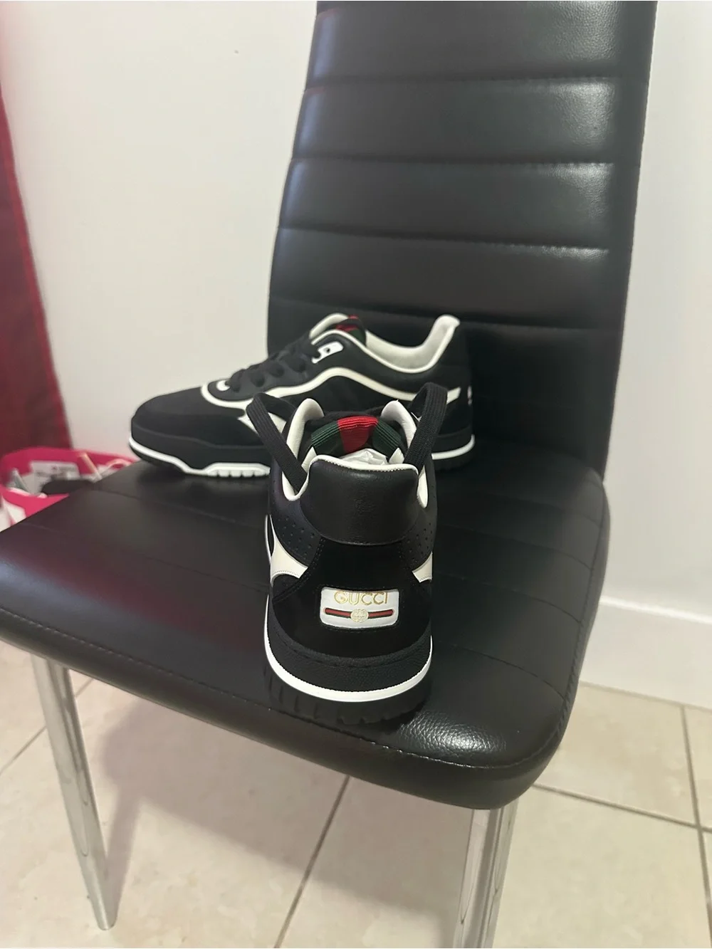 Gucci Black, White & Red Kids Sneakers